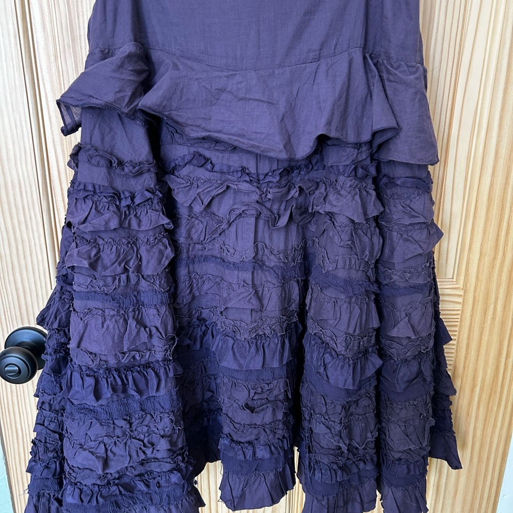 Lithe Ruffled A-Line Skirt in Deep Purple - Picture 2 of 9